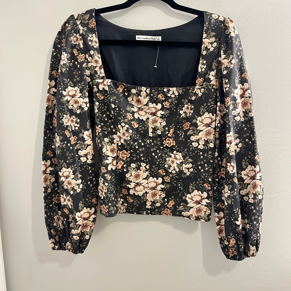 Abercrombie & Fitch Black Floral Blouse